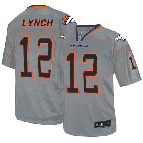 Nike Broncos #12 Paxton Lynch Lights Out Grey Men's Stitched NFL Elite Jersey - Click Image to Close